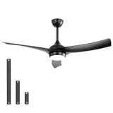 52-Inch Remote Controlled Energy-Efficient Black Ceiling Fan With Light