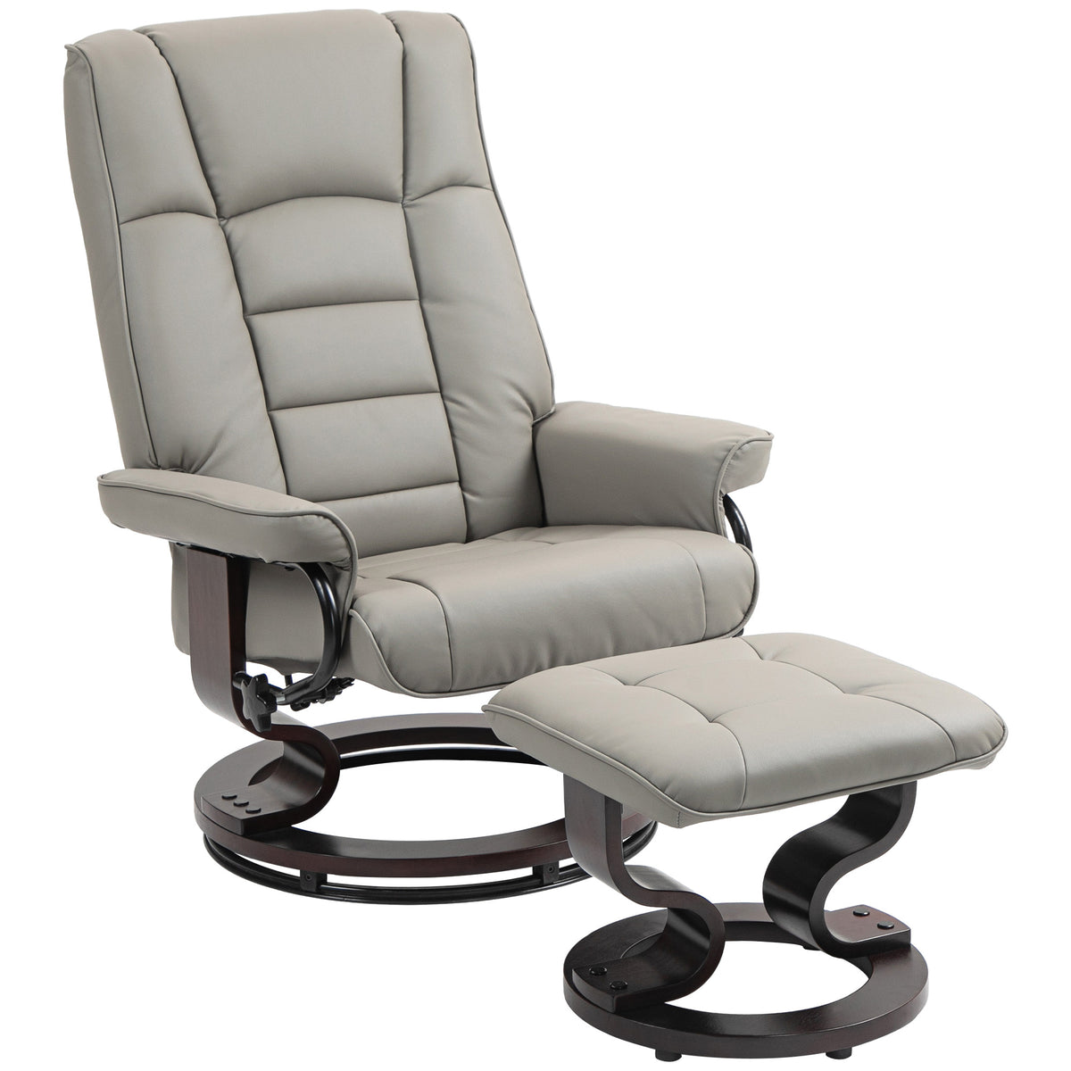 Faux Leather Swivel Recliner Chair With Ottoman