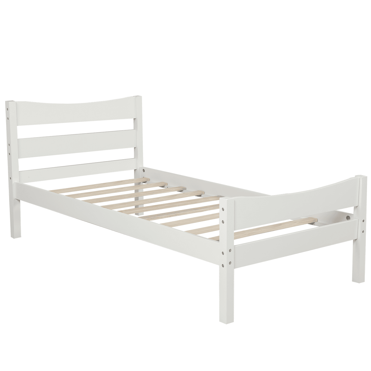 Twin Solid Wood Platform Bed With Headboard and Slats - Omega Lifestyles