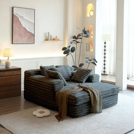 Oversized Corduroy Upholstered Chaise Lounge Chair - Omega Lifestyles