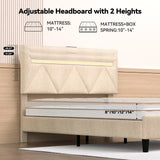 Full Full-Size Faux Leather Bed Frame With Charging Station - Omega Lifestyles