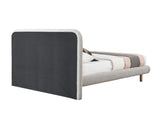 Queen Upholstered Gray Boucle Wooden Bed Frame - Omega Lifestyles