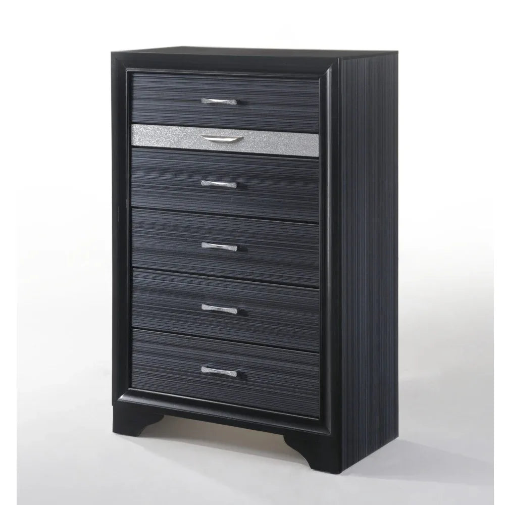 Modern Black Synthetic Wood 5-Drawer Chest - Omega Lifestyles