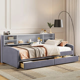 Twin Velvet Upholstered Platform Bed With Storage Drawers - Omega Lifestyles