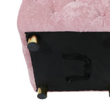 Pink Velvet Dice-Shaped Storage Ottoman With Foam Seat - Omega Lifestyles