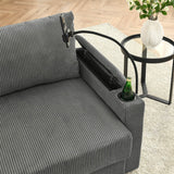 Modern Armless Corduroy Upholstered 3-Seat Sofa - Omega Lifestyles
