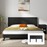 Black Woodgrain Solid Wood Farmhouse King Headboard