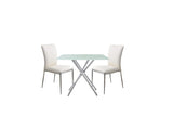 Set Of 3 Contemporary Soft White Faux Leather Dining Set - Omega Lifestyles