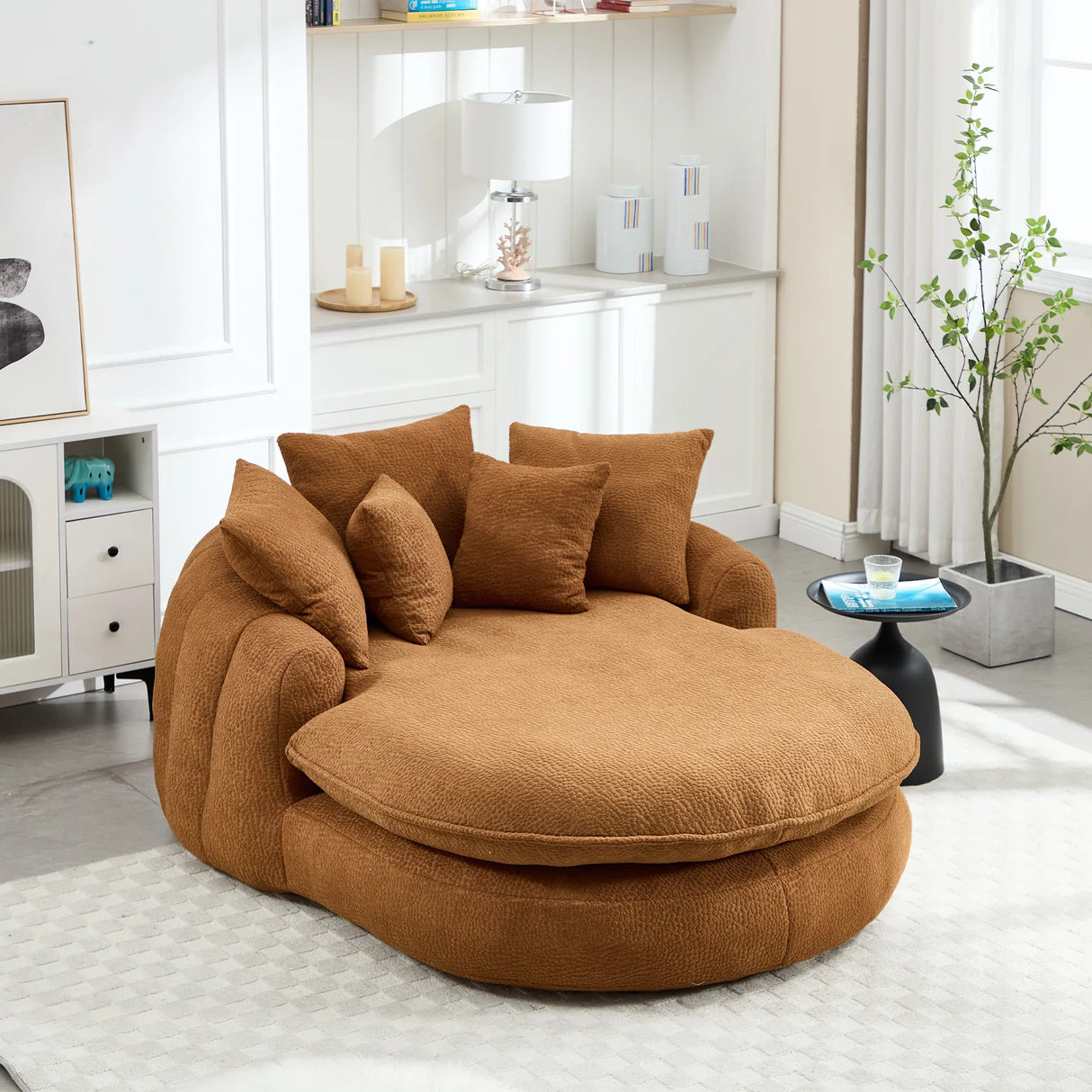 Oversized Chenille Memory Foam Bean Bag Sofa With Pillows - Omega Lifestyles