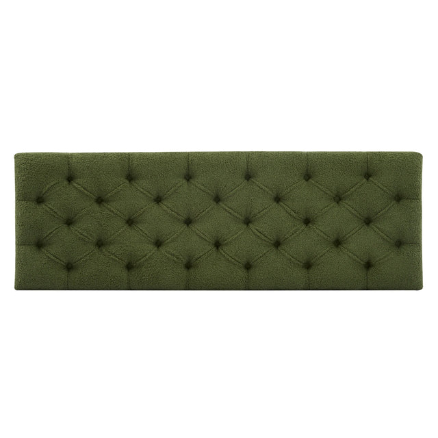 Green Boucle Ottoman Bench With Storage And Seating - Omega Lifestyles