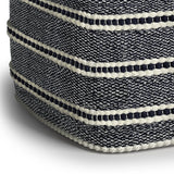 Square Woven Outdoor Indoor Navy White Pouf - Omega Lifestyles