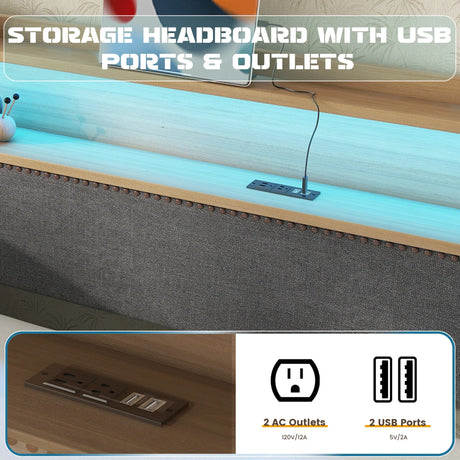 Twin Linen Upholstered Daybed With Trundle Charging Station - Omega Lifestyles