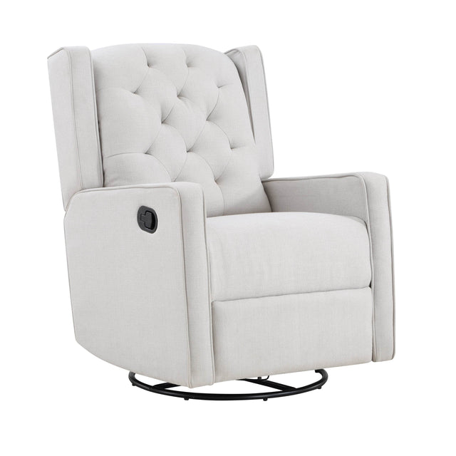 Milah Tufted Gray Polyester Swivel Glider Recliner - Omega Lifestyles