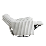 Gray Corduroy Recliner Chair With Swivel Glider And Pillows - Omega Lifestyles