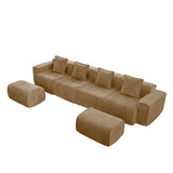 Modular Velvet 4-Seat Boneless Sectional Sofa With Ottomans - Omega Lifestyles