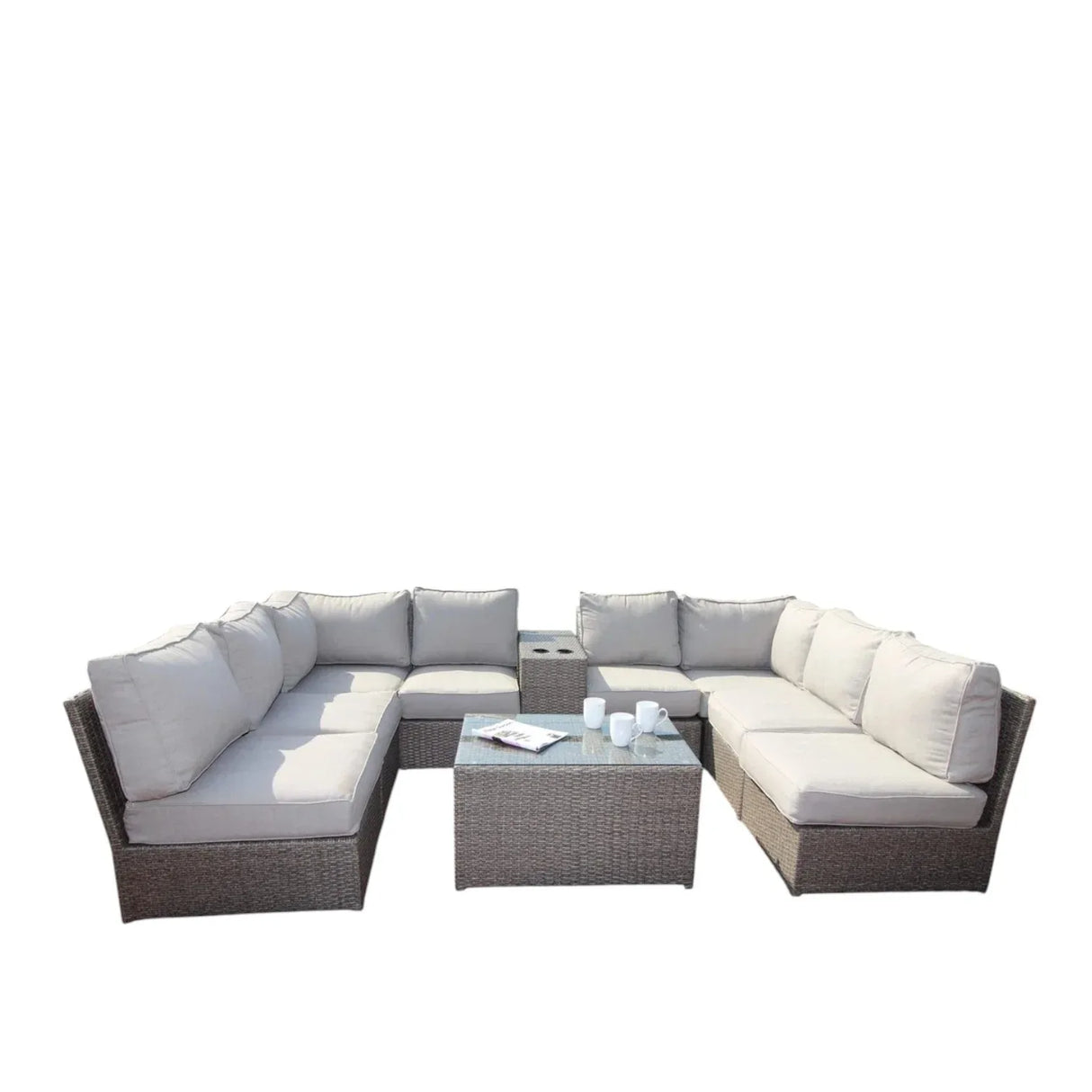 Outdoor 10-Piece Weather-Resistant Patio Wicker Sectional Set - Omega Lifestyles