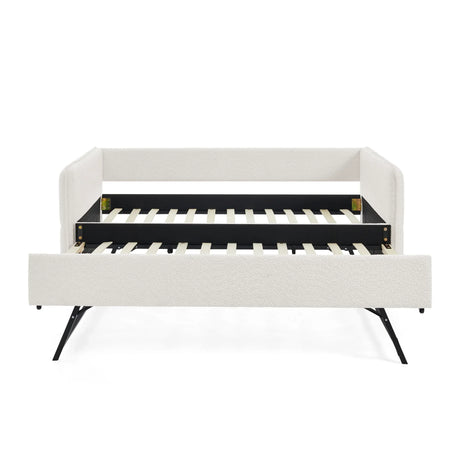 Twin Upholstered Boucle Daybed With Functional Trundle - Omega Lifestyles