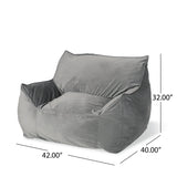 Velvet Foam Filled Cozy Bean Bag Chair With Armrests - Omega Lifestyles