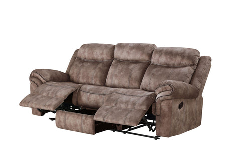 Chocolate Velvet Recliner Sofa With USB Port And Drop Down Table - Omega Lifestyles