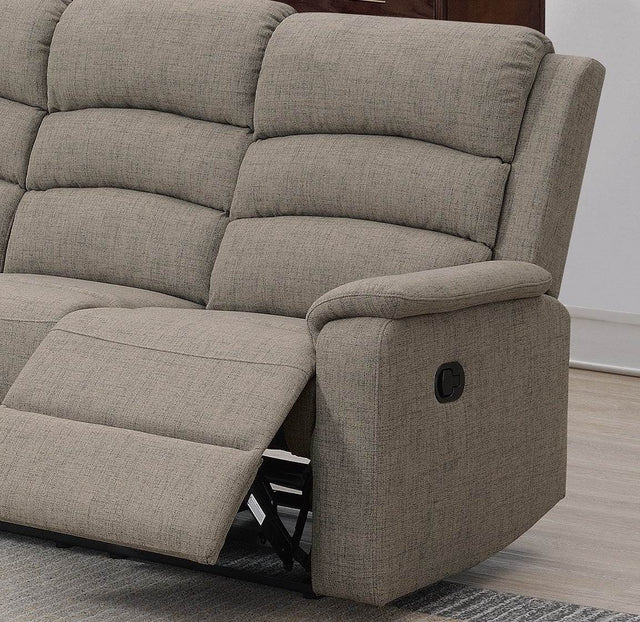 Modern Light Brown Fabric 3-Seat Recliner Sofa - Omega Lifestyles