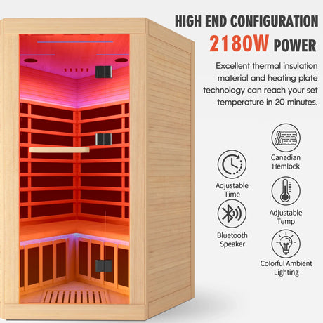 Canadian Hemlock Pentagonal Infrared Two-Person Sauna Room - Omega Lifestyles
