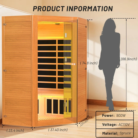 Far Infrared Wood Home Sauna With Bluetooth Speaker - Omega Lifestyles