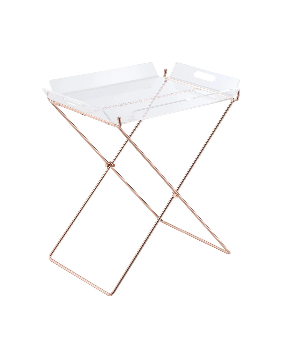 Clear Acrylic Metal Base Rectangular Tray Table - Omega Lifestyles