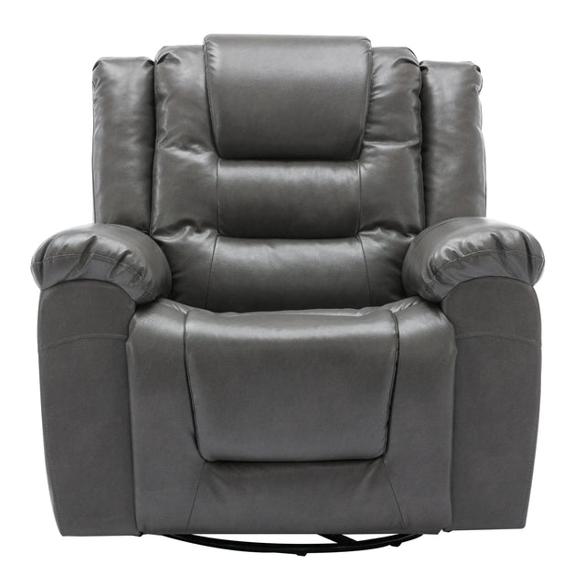 Grey PU Manual Reclining Rocking Swivel Recliner Chair - Omega Lifestyles