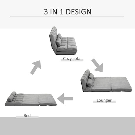 Adjustable Folding Floor Sofa Bed With 2 Pillows - Omega Lifestyles