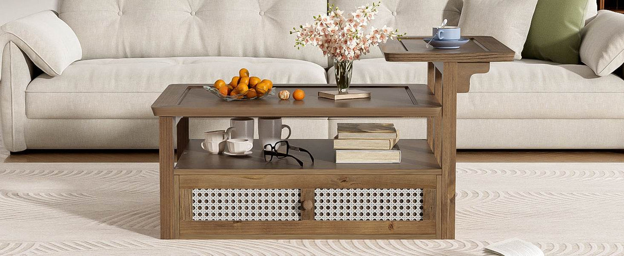 Modern Dark Brown MDF Coffee Table With Storage Drawer - Sleep Galleria