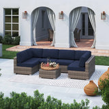 All-Weather Wicker 7-Piece 6-Person Outdoor Sofa Set - Omega Lifestyles