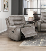 Modern Plush Recliner Chair Grayish Brown Microfiber Upholstery