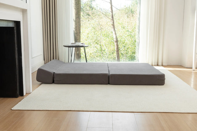 Foldable Corduroy 2-Seat Sofa Bed With Lumbar Pillow - Omega Lifestyles