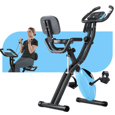 Folding Magnetic Resistance Adjustable Upright Recumbent Exercise Bike - Omega Lifestyles