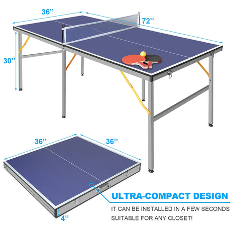 Foldable Portable Mid-Size Table Tennis Table Game Set - Omega Lifestyles