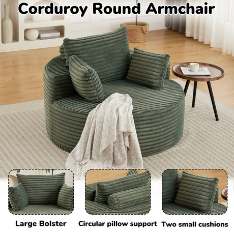 Corduroy Foam Modular Sleeper Chair No Assembly Required - Omega Lifestyles