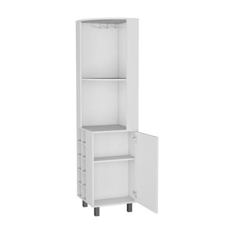 Modern White Corner Bar Cabinet With Wine Rack Storage - Omega Lifestyles