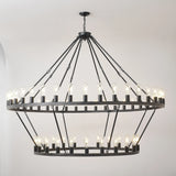 Matte Black Large Wagon Wheel 54-Light Chandelier - Omega Lifestyles