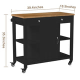 Rubber Wood Kitchen Island Cart With Locking Wheels - Omega Lifestyles