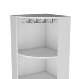 Modern White Corner Bar Cabinet With Five Shelves - Omega Lifestyles