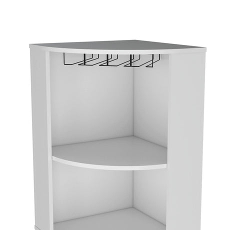 Modern White Corner Bar Cabinet With Five Shelves - Omega Lifestyles