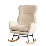 Beige Cotton Upholstered Ergonomic Rocking Chair - Omega Lifestyles