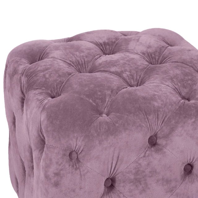 Purple Velvet Storage Ottoman Footstool With High-Density Foam - Omega Lifestyles