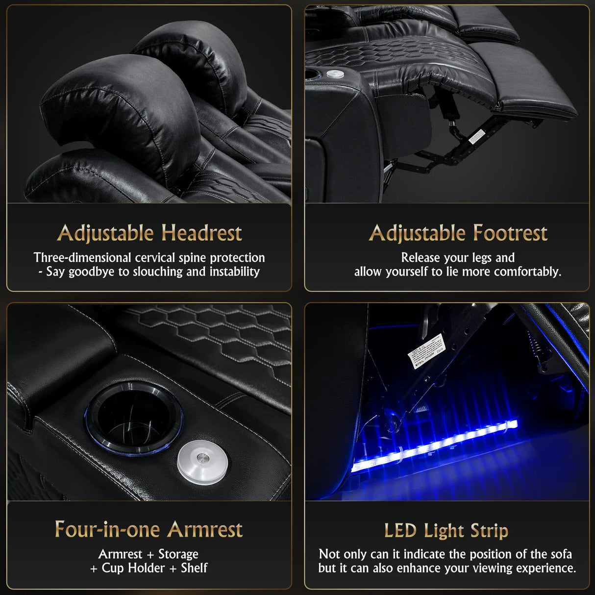 Top-Grain Nappa Ultra-Plush Power Recliner With RGB Lighting - Omega Lifestyles