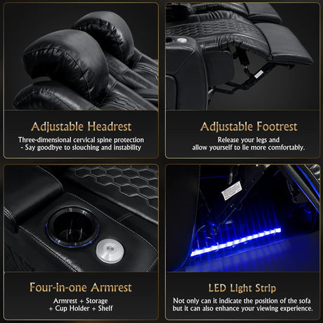 Top-Grain Nappa Ultra-Plush Power Recliner With RGB Lighting - Omega Lifestyles