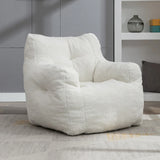Ivory Soft Teddy Fabric Foam Bean Bag Chair - Omega Lifestyles