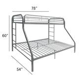 Twin Full Silver Metal Tube Bunk Bed With Guardrails - Omega Lifestyles
