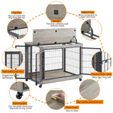 Furniture Style Grey Dog Crate With Rolling Wheels - Omega Lifestyles