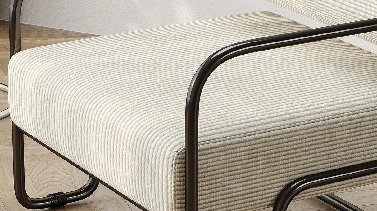 Beige Corduroy Iron Frame Living Room Accent Chair - Omega Lifestyles