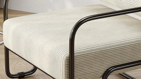 Beige Corduroy Iron Frame Living Room Accent Chair - Omega Lifestyles